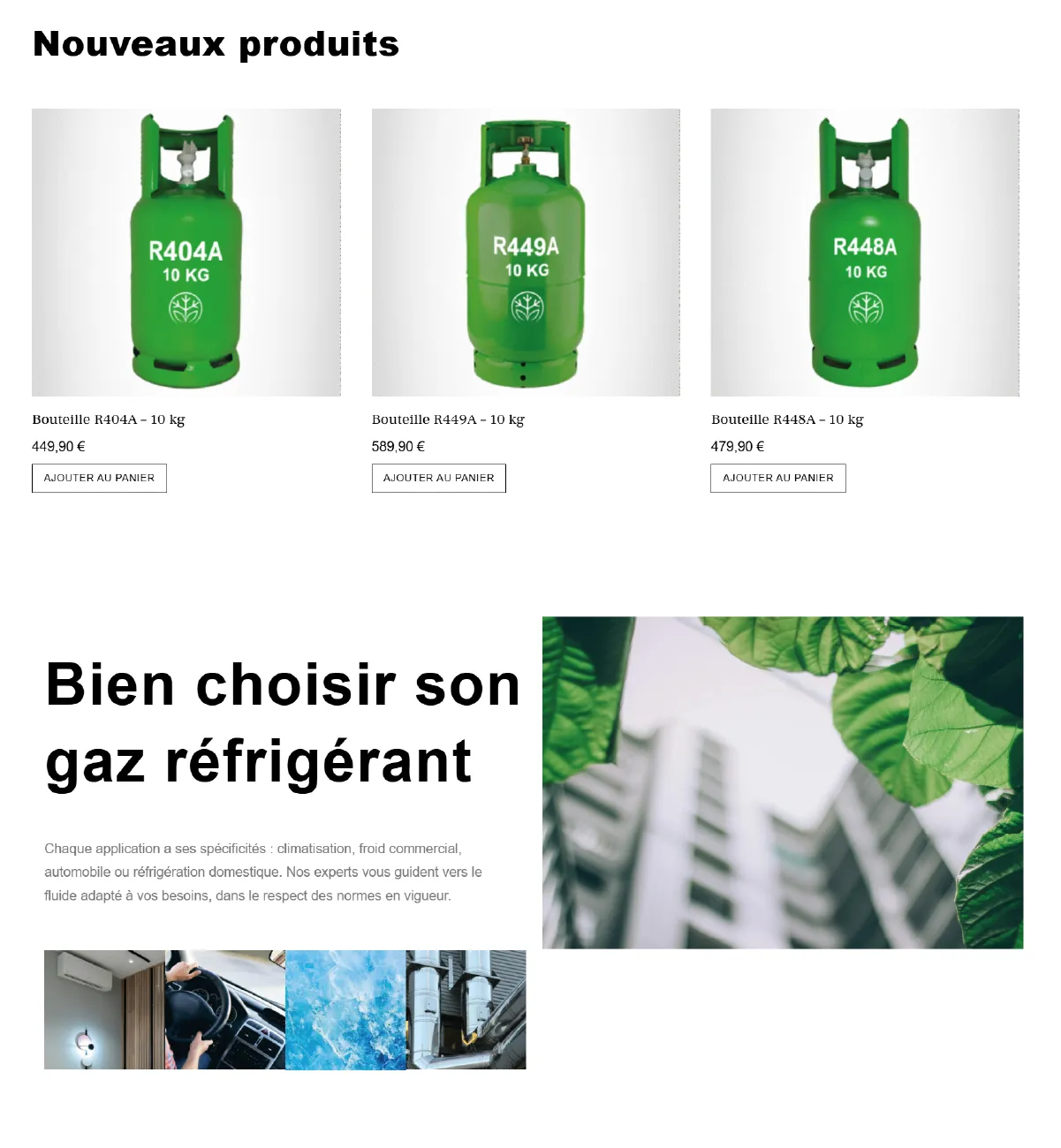 Fiche produit du site e-commerce sur mesure
