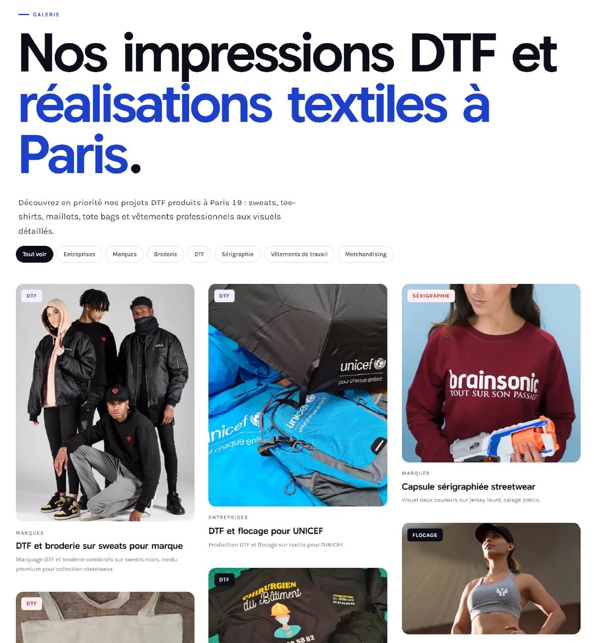 Catalogue de textiles personnalisables présenté sur le site de l’imprimeur